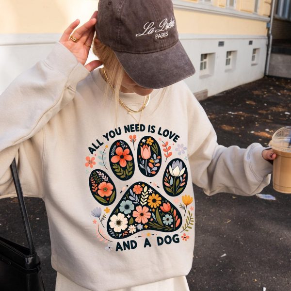 Floral Dog Paw Sweater