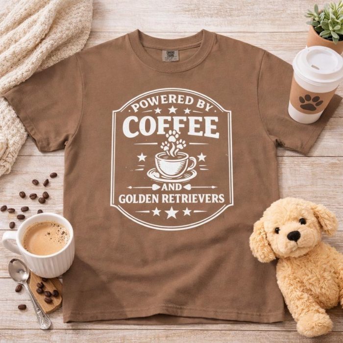 Powered by Coffee and Golden Retrievers Tee